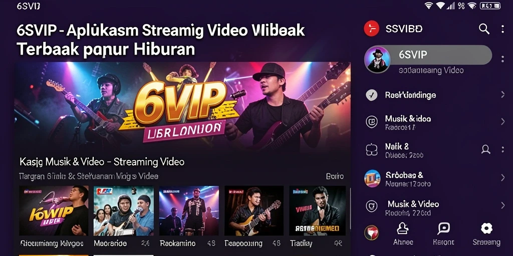 Antarmuka 6SVIP menampilkan berbagai kategori video musik.
