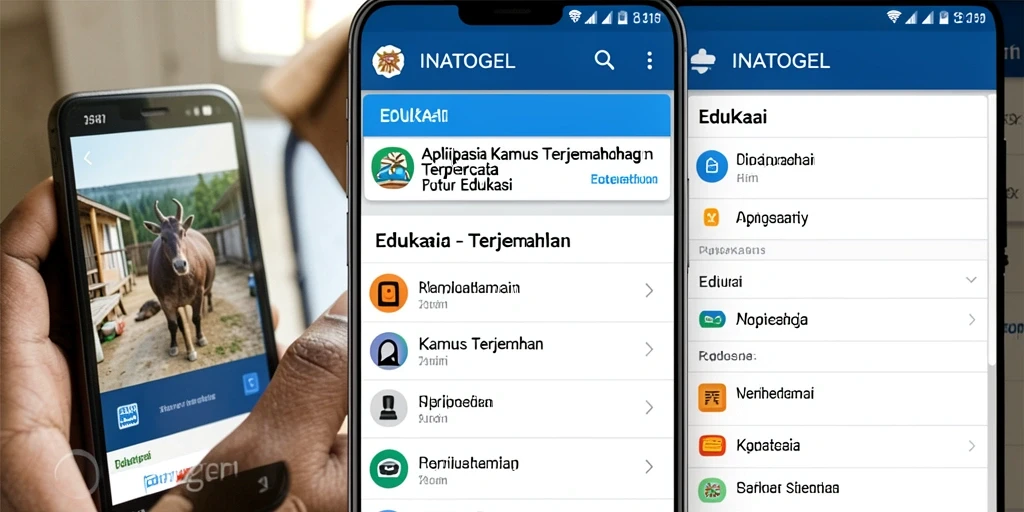 Antarmuka pengguna INATOGEL menampilkan fitur kamus terjemahan yang intuitif.