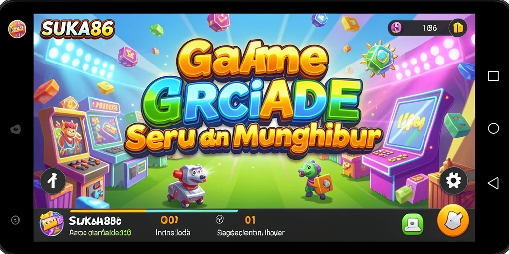 Antarmuka menarik dan intuitif dalam game Arcade SUKA86.