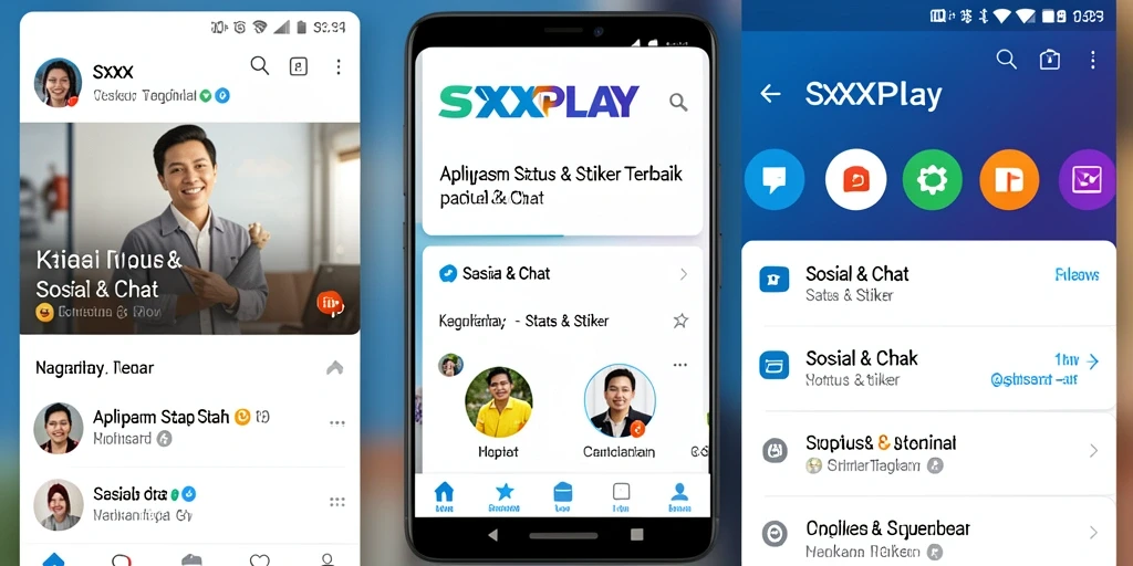 Tampilan antarmuka SXXPLAY dengan berbagai stiker menarik dan kreatif.