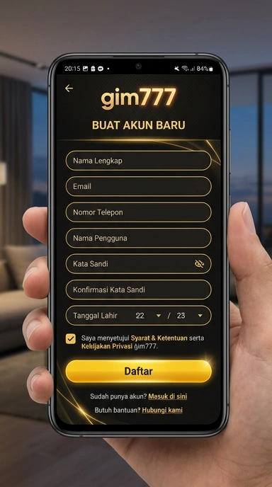 Tampilan halaman daftar gim777