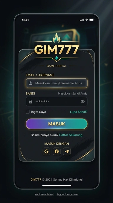 Tampilan halaman login gim777
