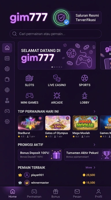 Tampilan kanal resmi gim777